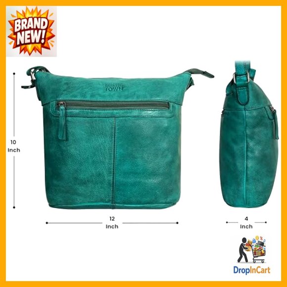 Leather Crossbody Bag Vintage Boho Satchel Adjustable Strap Minimal Chic - Picture 3 of 6